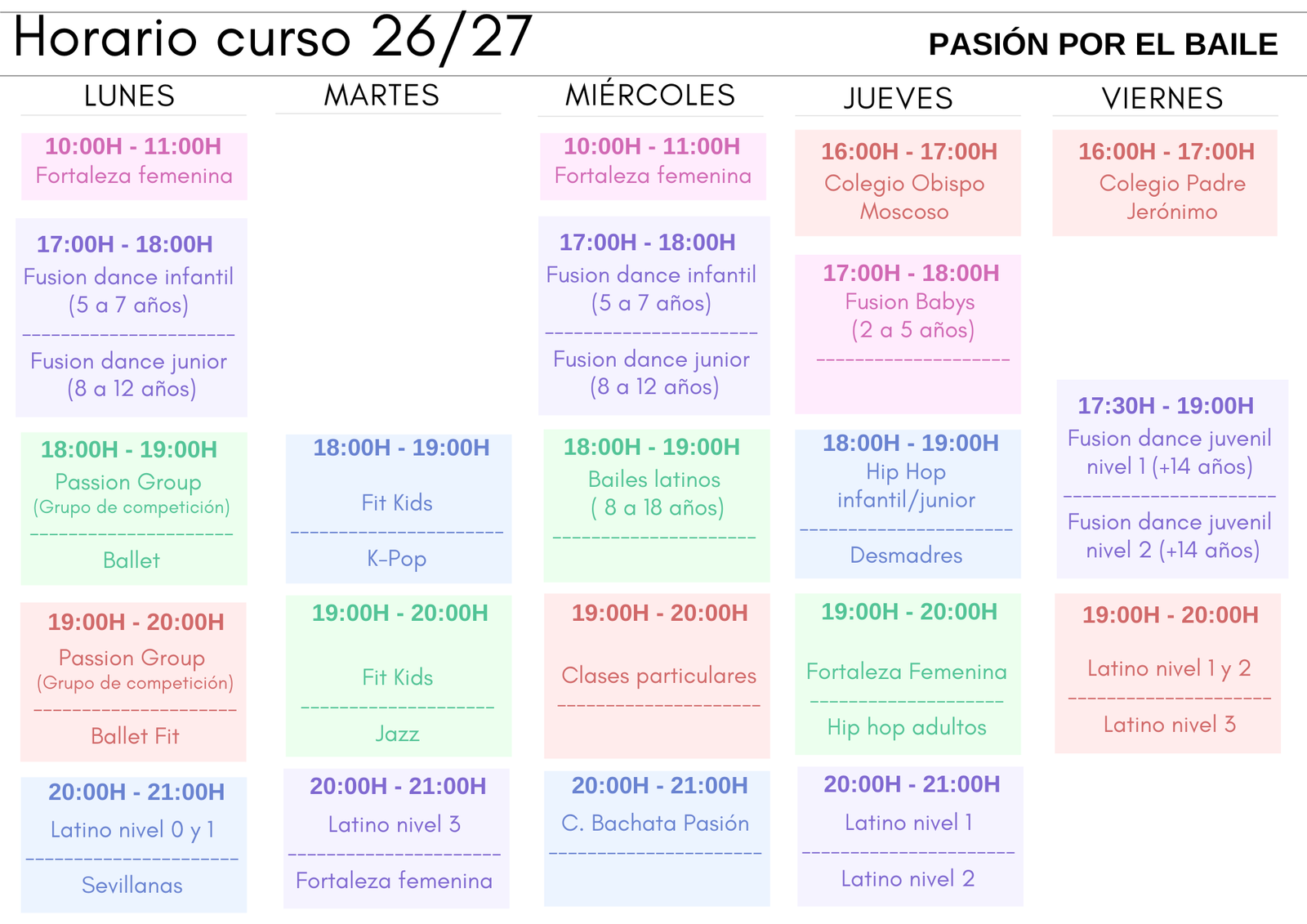 Horarios año 2025